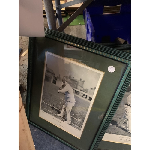 821 - FOUR FRAMED CRICKET PHOTOGRAPHS, THREE SIGNED, A.J. TURNER, PILKINGTON ETC.