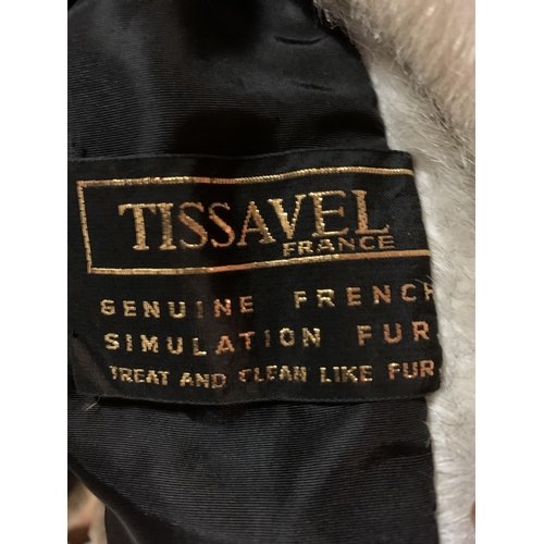 888 - A GREY TISSAVEL FRANCE GENUINE FRENCH SIMULATION FUR JACKET