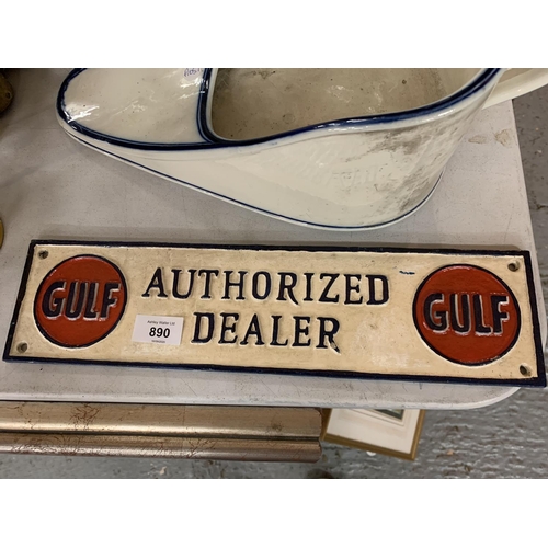 890 - A PAINTED METAL ' GULF AUTHORISED DEALER' ADVERTISING PLAQUE