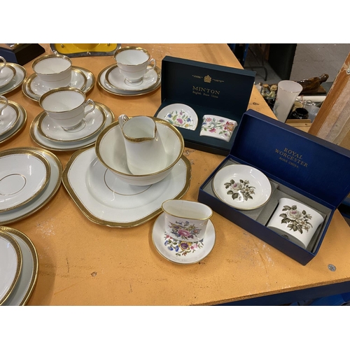 811 - A LARGE COLLECTION OF TEAWARES TO INCLUDE COURT CHINA, SHELLY AND TWO BOXED WORCESTER AND MINTON PIE... 