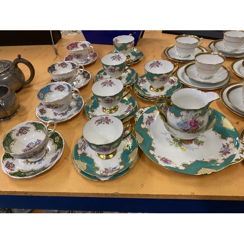 811 - A LARGE COLLECTION OF TEAWARES TO INCLUDE COURT CHINA, SHELLY AND TWO BOXED WORCESTER AND MINTON PIE... 