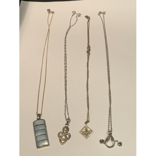 550 - FOUR VARIOUS SILVER NECKLACES