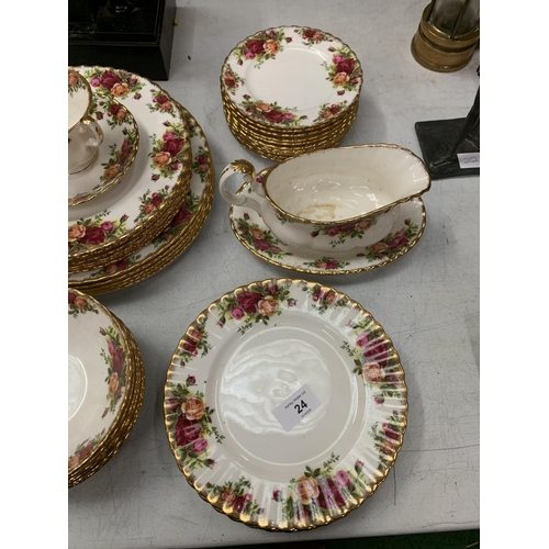 24 - A ROYAL ALBERT ' OLD COUNTRY ROSES' BONE CHINA SIX PIECE DINNER SERVICE