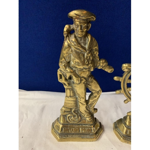 27 - A PAIR OF 'BRITAIN'S PRIDE' BRASSES DEPICTING SAILORS