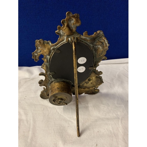 4 - A BRASS ART NOUVEAU MANTLE CLOCK