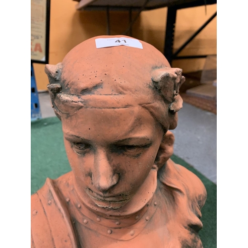 41 - A VINTAGE PLASTER BUST IN THE ROMAN STYLE