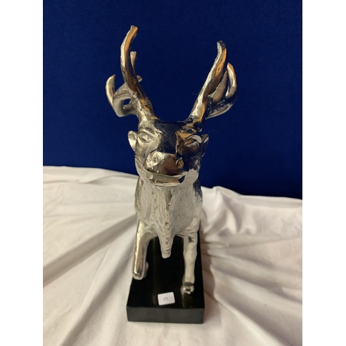 56 - AN IMPRESSIVE CHROME STAG ON A MARBLE BASE