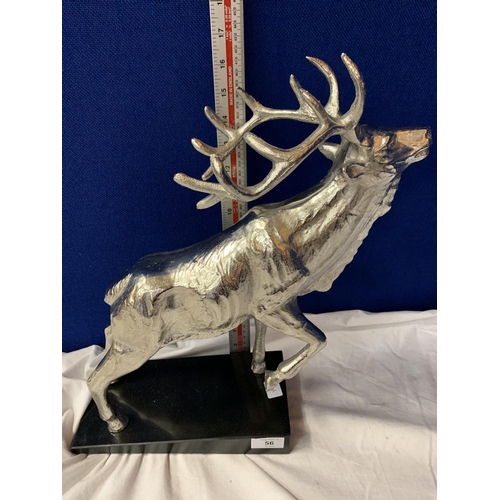 56 - AN IMPRESSIVE CHROME STAG ON A MARBLE BASE