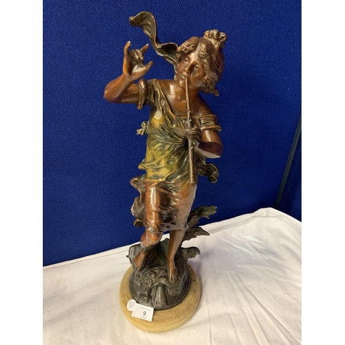 9 - TWO LARGE SPELTER ORNAMENTS DEPICTING ANGELS