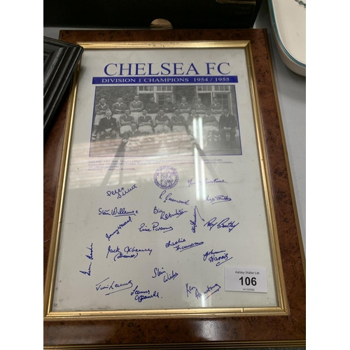 106 - A COLLECTION OF CHELSEA FOOTBALL CLUB ITEMS