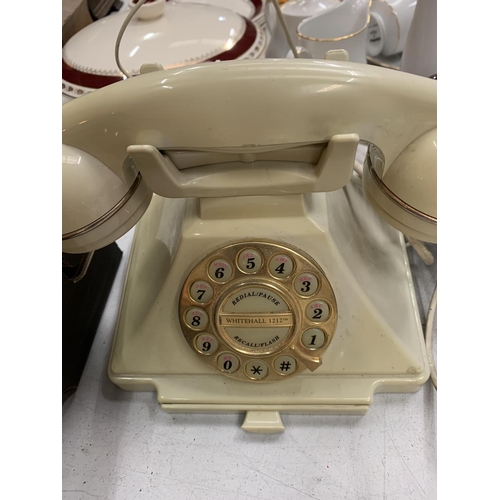 110 - A RETRO DIAL TELEPHONE AND A REPORDUCTION PUSH BUTTON TELEPHONE