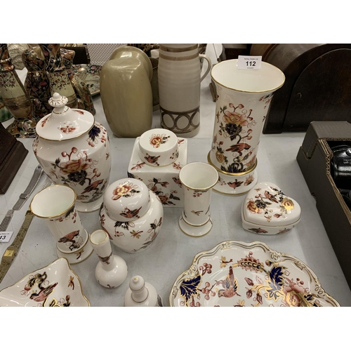 112 - A SELECTION OF BEDROOM AND DRESSING TABLE COALPORT IN 'HONG KONG' DESIGN TO INCLUDE VASES AND TRINKE... 