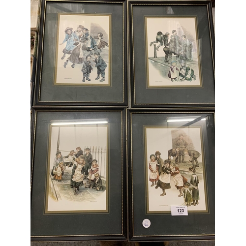 123 - FOUR FRAMED PRINTS OF VICTORIAN CHILDREN PLAYING