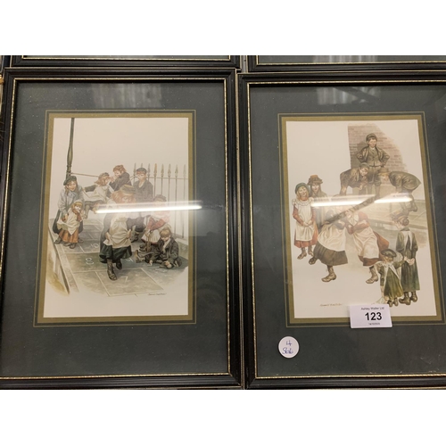 123 - FOUR FRAMED PRINTS OF VICTORIAN CHILDREN PLAYING