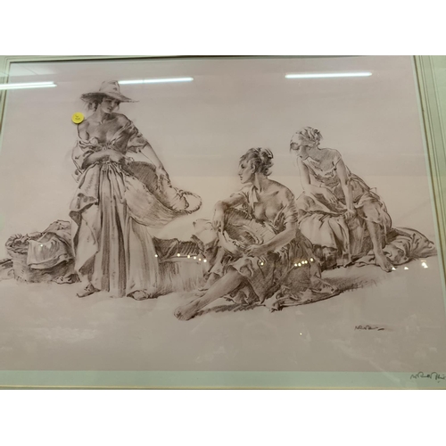 135 - A PAIR OF SIGNED WILLIAM RUSSELL FLINT FRAMED PRINTS DEPICTING WOMEN, DRAWN IN PENCIL