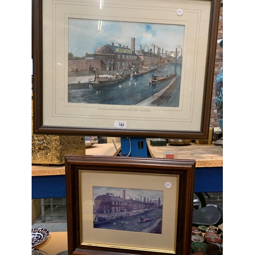 193 - TWO FRAMED PRINTS DEPICTING THE JOSIAH WEDGEWOOD FACTORY, ETRURIA