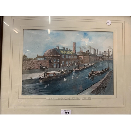 193 - TWO FRAMED PRINTS DEPICTING THE JOSIAH WEDGEWOOD FACTORY, ETRURIA