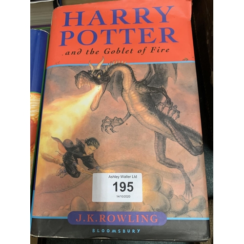 195 - A FIRST EDITION COPY OF J K ROWLING'S 'HARRY POTTER AND THE GOBLET OF FIRE'