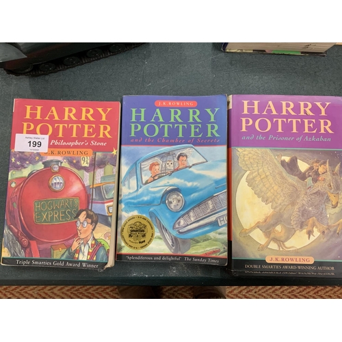 199 - A TRIO OF BOOKS FROM THE HARRY POTTER SERIES: 'THE PRISONER OF AZKABAN', 'THE CHAMBER OF SECRETS' AN... 