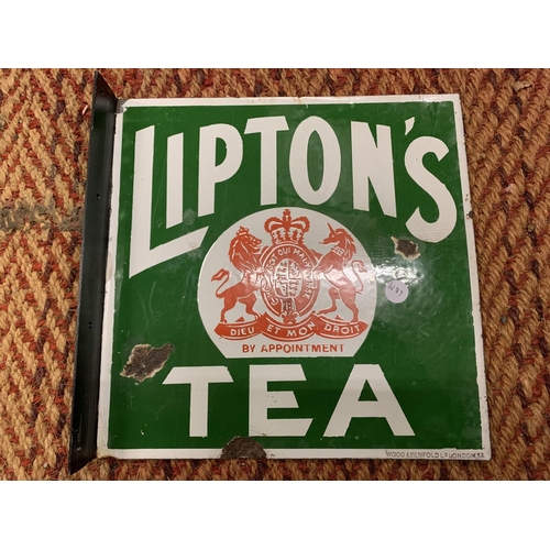 213 - A VINTAGE ENAMEL DOUBLE SIDED SIGN 