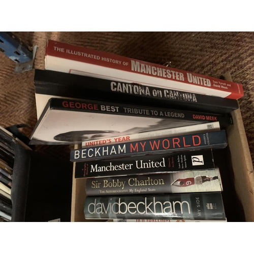 226 - A BOX OF BOOKS WITH SPORTING INTEREST, TO INCLUDE MANCHESTER UNITED, FERGUSON, BECKHAM AND CHORLTON