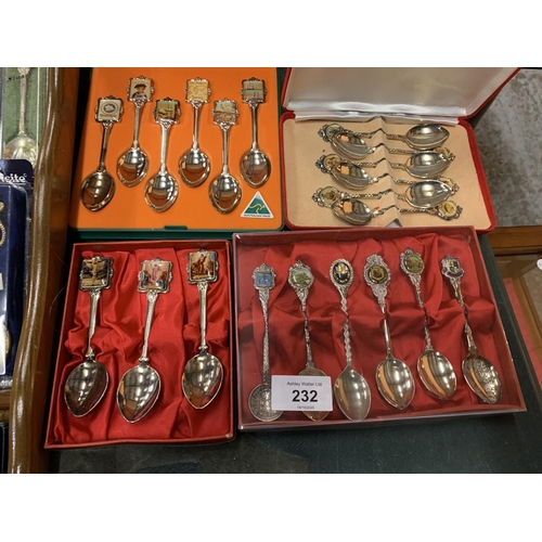 232 - A LARGE COLLECTION OF COMMEMORATIVE TEASPOONS TO INCLUDE PRESENTATION CASES