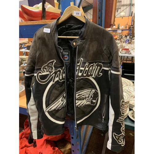 236 - AN AMERICAN VINTAGE 'INDIAN' MOTORCYCLE LEATHER JACKET