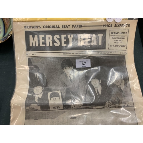 67 - A LIMITED EDITION RE PRINT OF VOL. 3 NO.63 MERSEY BEAT NEWSPAPER