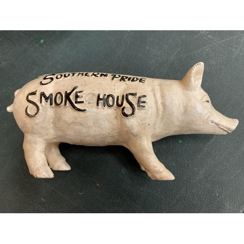 80 - A SOUTHERN PRIDE SMOKEHOUSE CAST METAL MONEY PIG