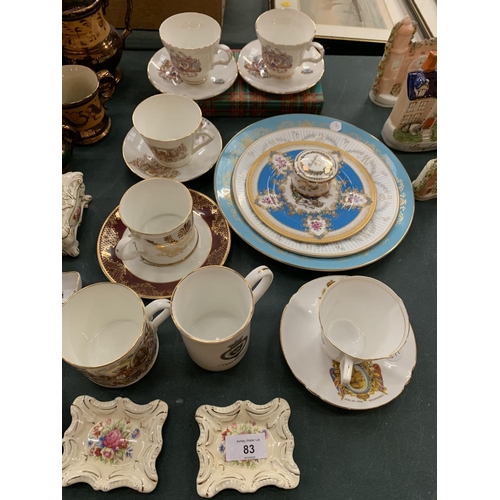 83 - A SUBSTANTIAL QUANTITY OF CHINA AND CERAMIC WARE TO INCLUDE COMMEMORATIVE ITEMS