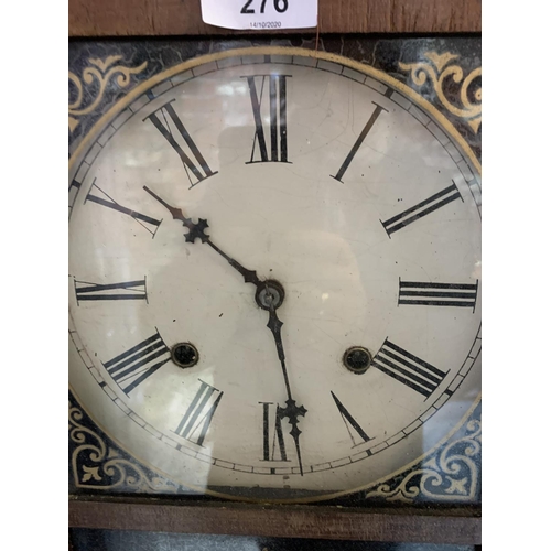 276 - AN ORNATE VINTAGE WOODEN WALL CLOCK WITH GOLD DETAIL