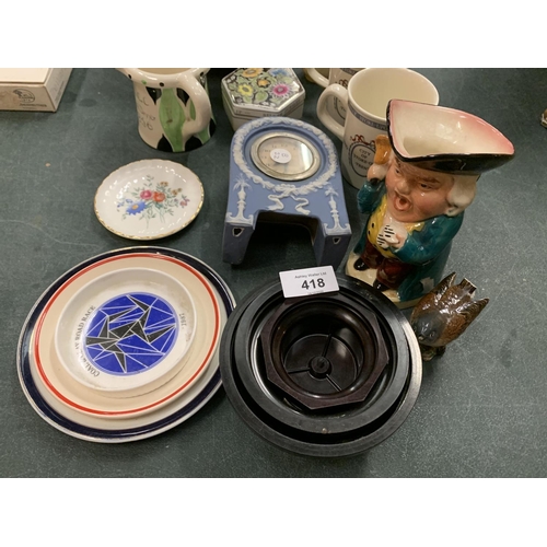 418 - AN ECLECTIC MIX OF VARIOUS COLLECTABLES TO INCLUDE AN ORIENTAL BOWL ETC