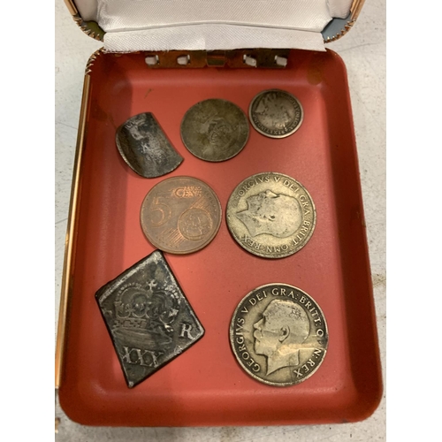 448 - A NEWARK, CHARLES I, 1646 HALF CROWN SIEGE COPY AND TWO SHILLINGS 1921 AND 1922, A 1922 SIX PENCE, A... 