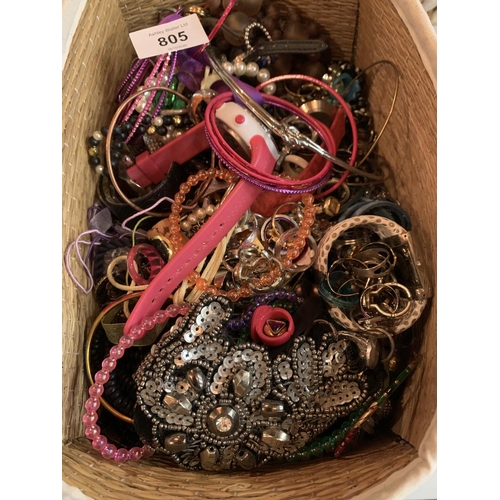 805 - A LARGE ASSORTMENT OF COSTUME JEWELLERY