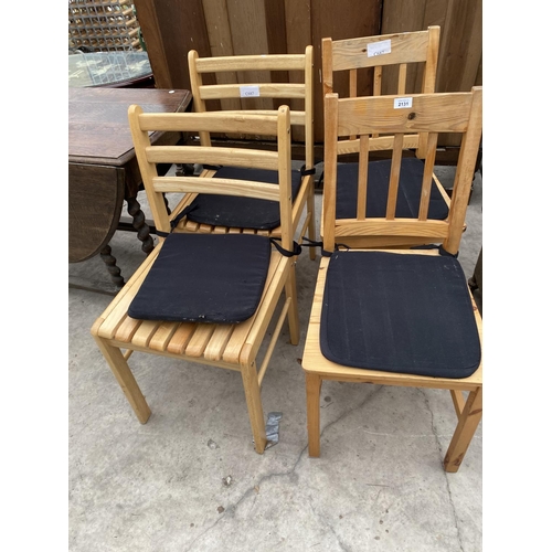 2131 - FOUR PINE DINING CHAIRS