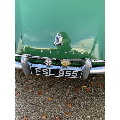 1210 - A 1962 TRIUMPH TR4 MOTOR CAR. 2.2 LITRE, 42197 MILES AT TIME OF CATALOGING, SURREY ALUMINIUM HARD TO... 