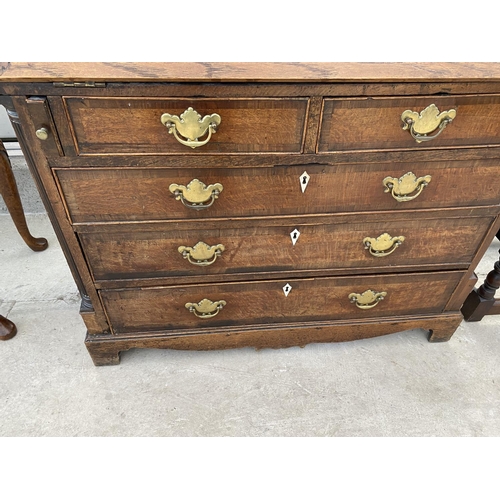 1803 - A GEORGE III OAK FALL FRONT BUREAU ON BRACKET FEET, WITH FITTED INTERIOR, 40