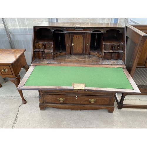 1803 - A GEORGE III OAK FALL FRONT BUREAU ON BRACKET FEET, WITH FITTED INTERIOR, 40