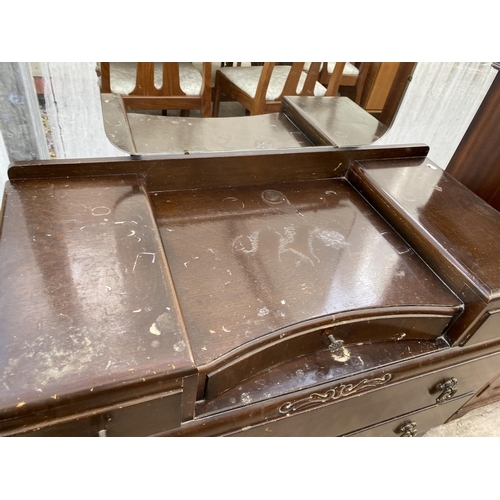 1817 - A WHITE PAINTED CHEST OF TWO DRAWERS ON OAK DRESSING CHEST