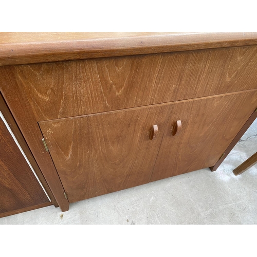 1821 - A RETRO TEAK HI-FI CABINET AND TWO DOOR SIDE CABINET, WITH FRIEZE DRAWER