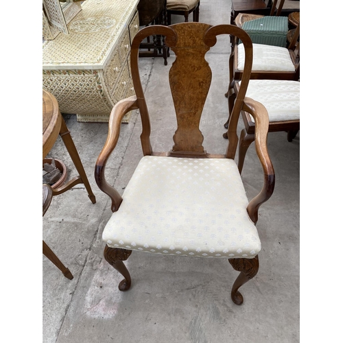 1822 - A MID 20TH CENTURY BURR WALNUT EXTENDING PEDESTAL DINING TABLE, 89x36