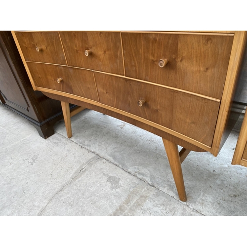 1832 - A VINTAGE WALNUT THREE PIECE BEDROOM SUITE COMPRISING TWO DOOR WARDROBE, FIVE DRAWER CHEST AND DRESS... 