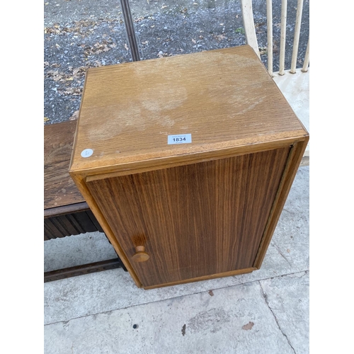 1834 - A MEREDEW BEDSIDE LOCKER, TWO WINDSOR STYLE CHAIRS AND A SEWING TROLLEY/TABLE