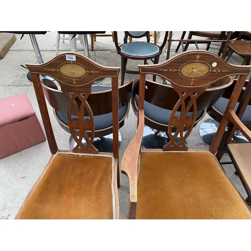 1836 - FIVE VARIOUS EDWARDIAN INLAID DINING AND BEDROOM CHAIRS