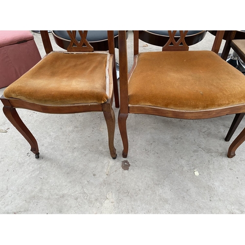 1836 - FIVE VARIOUS EDWARDIAN INLAID DINING AND BEDROOM CHAIRS