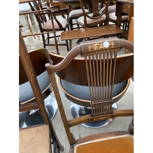 1836 - FIVE VARIOUS EDWARDIAN INLAID DINING AND BEDROOM CHAIRS