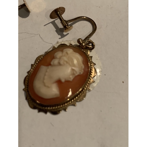 560 - A PAIR OF 9 CARAT GOLD CAMEO EARRINGS