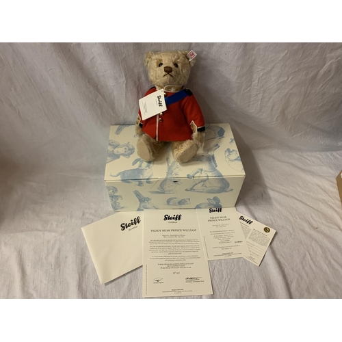 322 - A STEIFF TEDDY BEAR PRINCE WILLIAM 2012 BOXED WITH CERTIFICATE