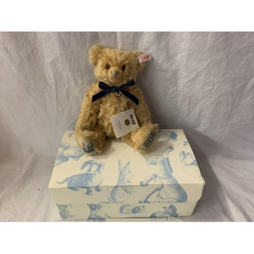 325 - A STEIFF GROWLING TEDDY BEAR DIAMOND JUBILEE EXCLUSIVE TO PETER JONES CHINA BOXED WITH CERTIFICATE