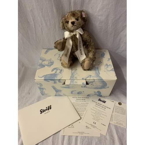 328 - A STEIFF ROYAL BABY WINDSOR TEDDY BEAR BOXED WITH CERTIFICATE